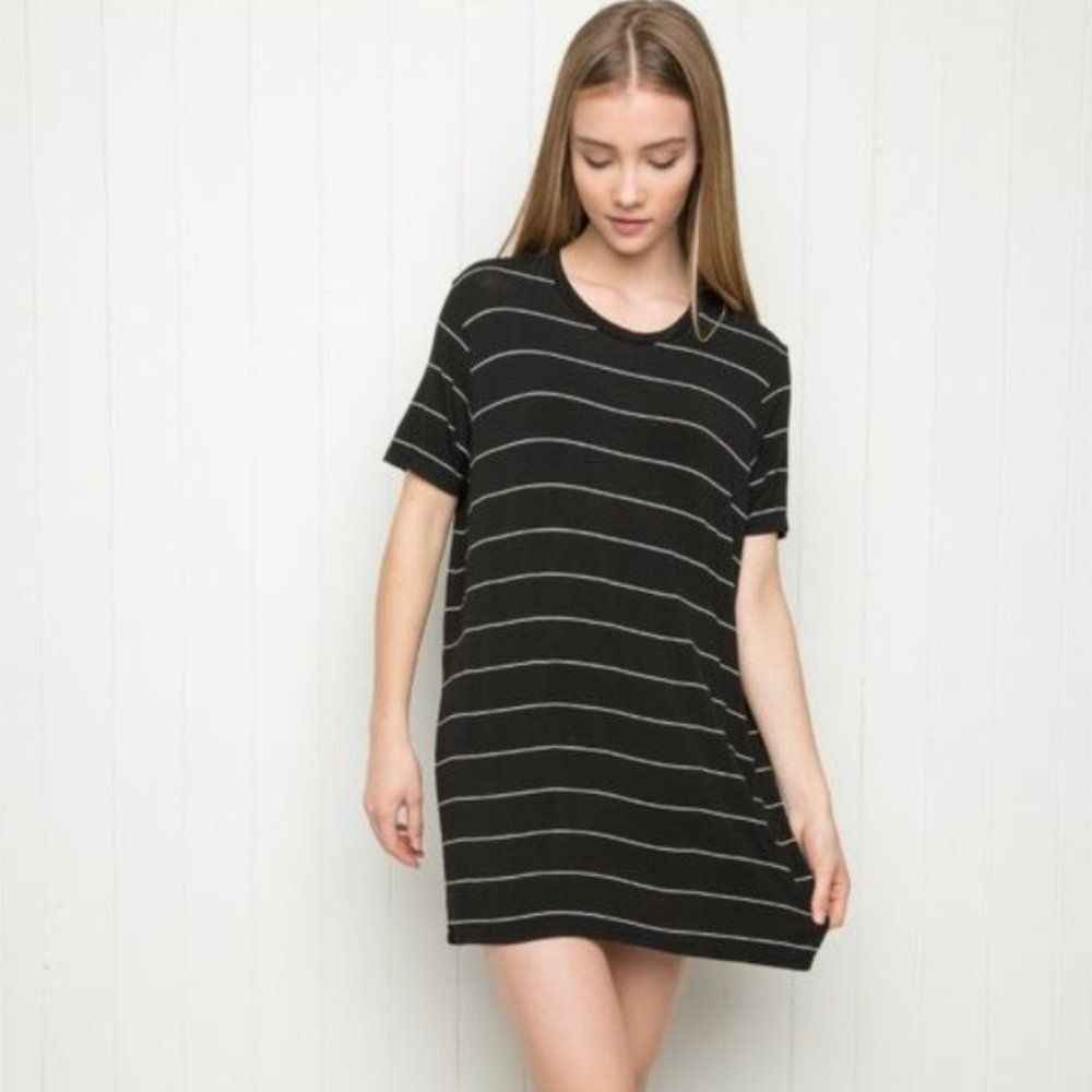 Brandy Melville Black Striped T-Shirt Dress Size S